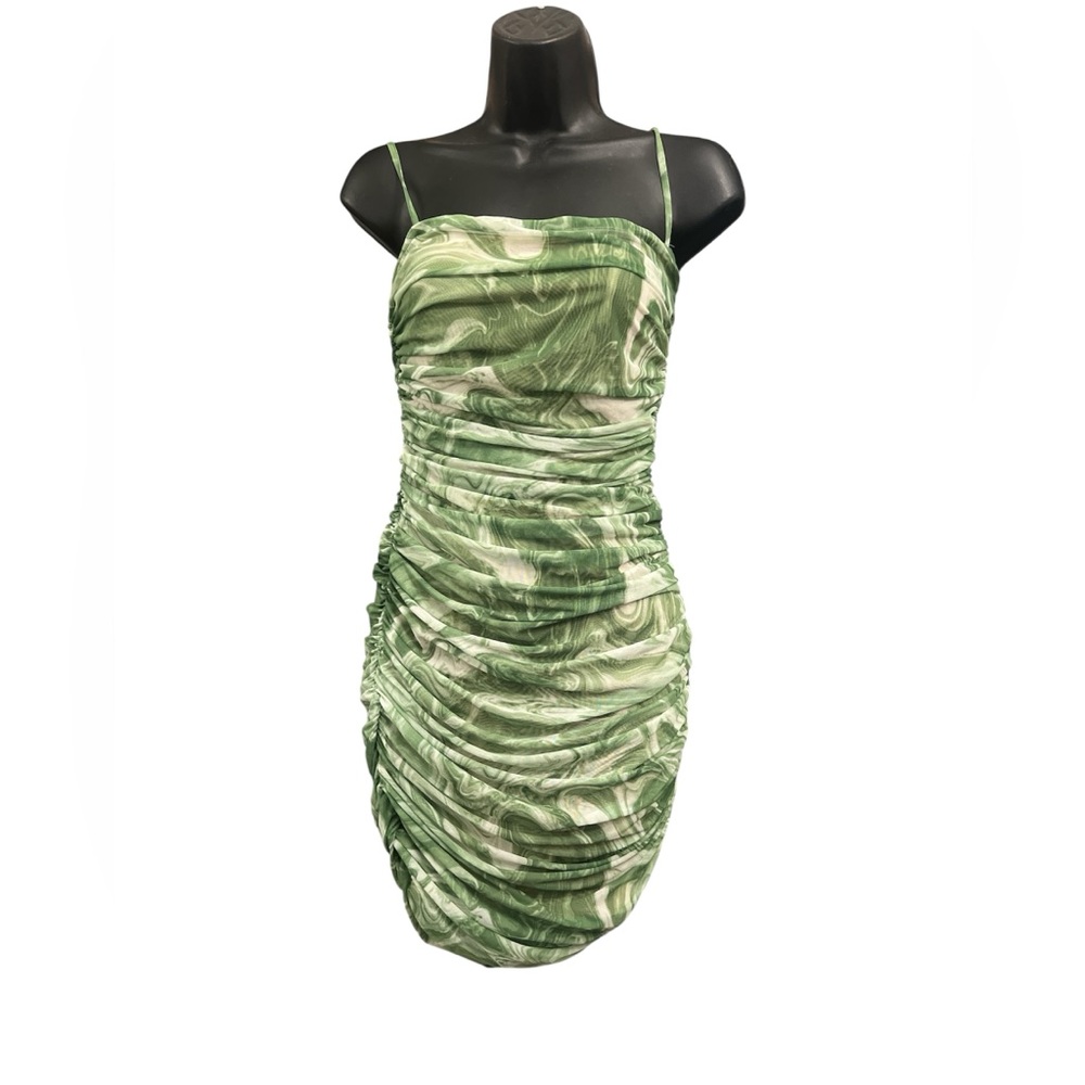 Naked Wardrobe Green Ruched Dress